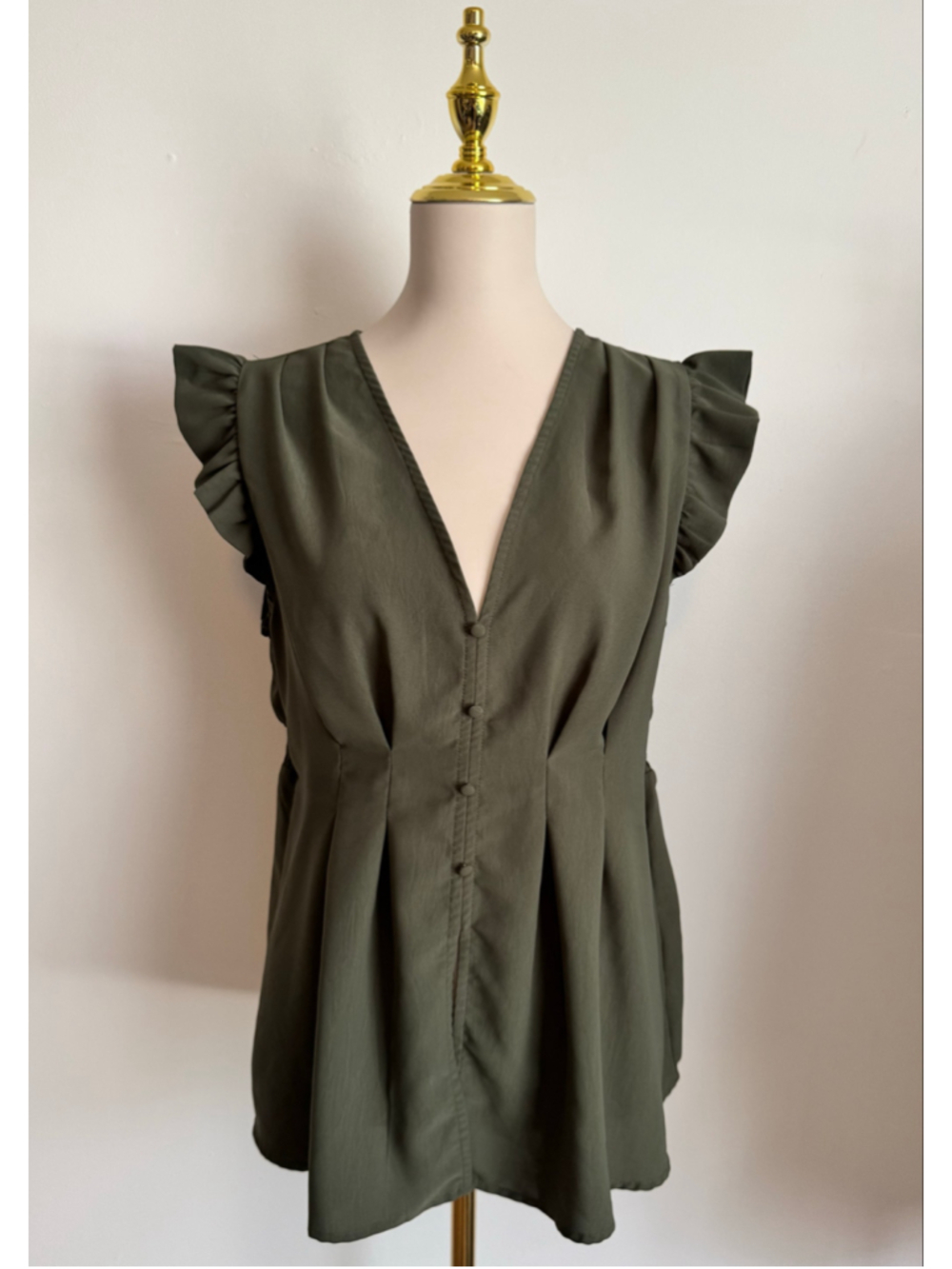 Women's SHEIN Curvy Olive Ruffle Sleeve Blouse Size 0X